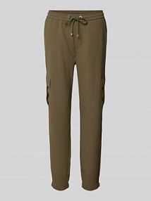 Spodnie cargo o kroju regular fit z elastycznym pasem model Easy Cool MAC oliwkowe damskie EAN Jogg Cargo Crepe