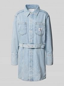 Sukienka jeansowa z paskiem w talii Calvin Klein Jeans niebieska EAN J20J222784