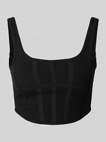 Top krótki z efektem prążkowania Sixth June czarny damski EAN 33749-PACK8