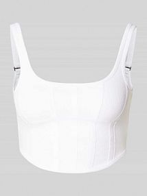 Top krótki z efektem prążkowania Sixth June biały damski EAN 33749-PACK8