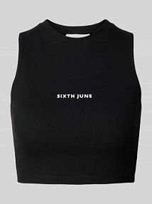 Top krótki z efektem prążkowania Sixth June czarny damski EAN 4267-PACK8