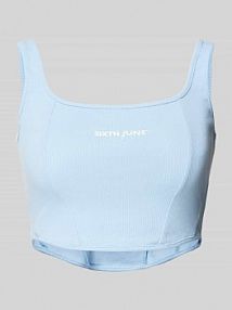 Top krótki z efektem prążkowania Sixth June niebieski damski EAN 34082-PACK8