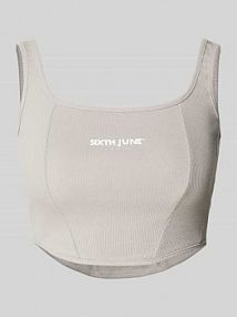 Top krótki z efektem prążkowania Sixth June szary damski EAN 34082-PACK8