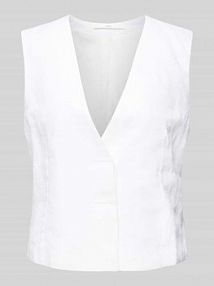 Kamizelka z krytą listwą z zapięciem LANIUS biała damska EAN WES Leinen