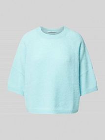 Bluzka z dzianiny z mieszanki wełny z alpaki z okrągłym dekoltem LANIUS turkusowa damska EAN 12413791-00