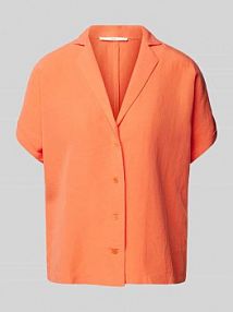 Bluzka koszulowa z mieszanki lyocellu i lnu z kołnierzem z połami LANIUS pomarańczowa damska EAN BLS Reverkragen