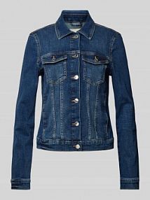 Kurtka jeansowa z nakładanymi kieszeniami z patką na piersi Tom Tailor Denim niebieska damska EAN Basic Denim JKT