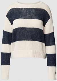 Sweter z dzianiny z mieszanki lnu z obniżonymi ramionami LUISA CERANO beżowy damski EAN 198380 5894