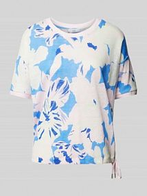 T-shirt z lnu z kwiatowym wzorem model CANDICE BRAX niebieski damski EAN 34-7248 90621700