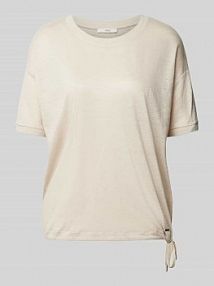 T-shirt z lnu model CANDICE BRAX beżowy damski EAN LEINEN TSHIRT TU