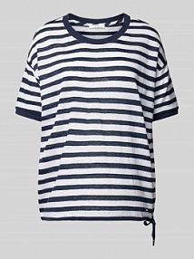 T-shirt ze wzorem w paski model STYLE.CANDIC BRAX granatowy damski EAN LEINEN TSHIRT TU