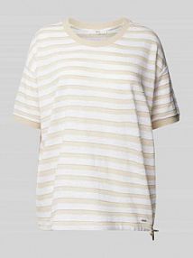 T-shirt ze wzorem w paski model STYLE.CANDIC BRAX beżowy damski EAN 34-7218 90621600