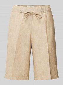 Szorty lniane o kroju regular fit z wiązanym paskiem BRAX beżowe damskie EAN BERMUDA LEINEN