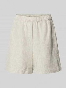 Szorty lniane o kroju regular fit z elastycznym pasem model Emmi MOS MOSH beżowe damskie EAN 163730