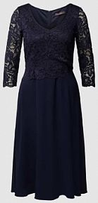 Sukienka koktajlowa o długości do kolan z rękawem o dł. 3/4 Vera Mont niebieska EAN 2724825