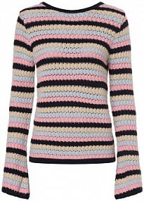 Sweter  Kobiety Bawełna beżowy/niebieski/wielokolorowy w paski XS Aygill's damski