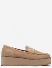 Ciemnobeżowe półbuty w Stylu Mokasynów z Imitacji Zamszu na Platformie Vhisper Renee damskie
