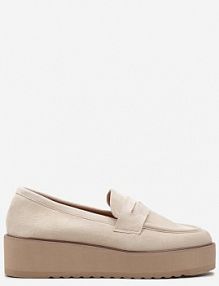 Beżowe półbuty w Stylu Mokasynów z Imitacji Zamszu na Platformie Vhisper Renee damskie