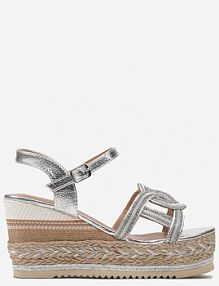 Srebrne sandały Boho na Plecionym Koturnie z Platformą Bovina Renee