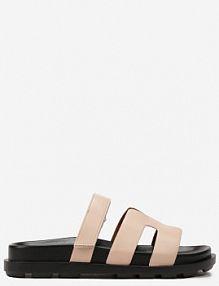 Beżowe Wsuwane klapki z Zapieciem na Rzep Beriolla l.day damskie