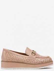 Różowe półbuty w Stylu Mokasynów na Grubej Podeszwie z Ażurową Cholewką Illthia Renee damskie