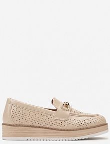 Beżowe Ażurowe półbuty z Minimalistyczną Klamerką Narielle Renee damskie