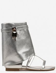 Srebrne sandały z Modnie Wywiniętą Cholewką z Cyrkoniami Intirra Renee damskie
