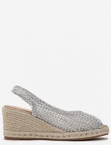 Srebrne sandały z Plecionki na Koturnie bez Pięty Ariveta Renee