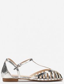 Srebrne sandały Vices na Płaskiej Podeszwie Ozdobione Paseczkami z Zapięciem na Kostce Phaedrana Renee damskie