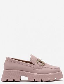 Różowe mokasyny z Grubą Podeszwą w Kolorze Cholewki z Klamrą Rosarose ballada damskie