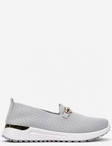 Szare wsuwane półbuty w Stylu Tenisówek Ozdobione Klamrą Wiatalia Renee damskie