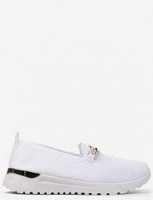 Białe wsuwane półbuty w Stylu Tenisówek Ozdobione Klamrą Wiatalia Renee damskie