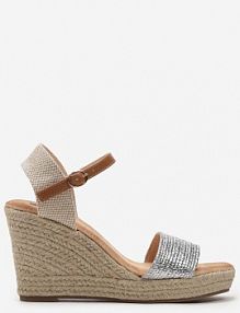 Srebrne sandały na Koturnie z Plecionki ze Sprzączką przy Kostce Storea Renee