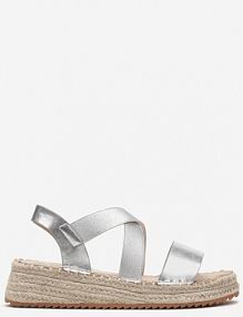Srebrne sandały na Platformie w Stylu Boho z Paskami o Metalicznym Połysku Moonrera Renee