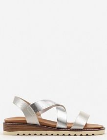 Srebrne sandały Casualowe na Niewysokim Koturnie Havela Renee