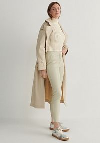 Spodnie z imitacji skóry Reserved beżowa 1509P-02X