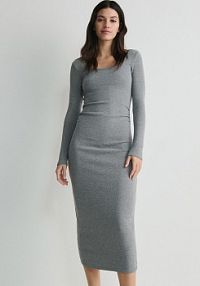 Dzianinowa sukienka maxi Reserved szara 8568B-90M