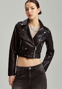 Kurtka biker z paskiem House czarna damska 7826Z-99X