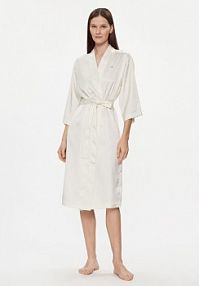 Szlafrok Tommy Hilfiger kremowy damski UW0UW05204 Écru