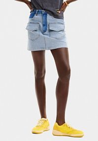 Spódnica mini Desigual niebieska Jeansowa