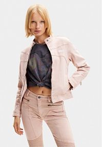 Kurtka jeansowe Desigual różowa damska Jeansowa California 24SWED49  Regular Fit
