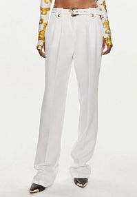 Spodnie eleganckie Versace Jeans Couture białe damskie Materiałowe