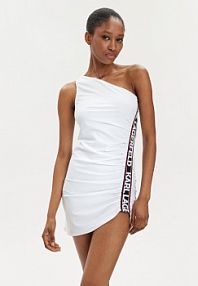 Sukienka koktajlowa KARL LAGERFELD biała Codzienna