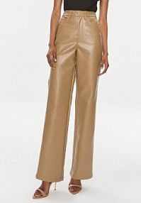 Spodnie skórzane ROTATE brązowa Z imitacji skóry