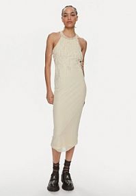 Sukienka koktajlowa Patrizia Pepe kremowa 2A2735/K186-W362 Écru Slim Fit