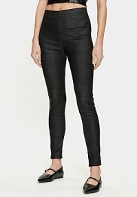 Spodnie skórzane Cream czarna Z imitacji skóry