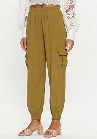 Spodnie eleganckie Silvian Heach oliwkowe damskie Cargo