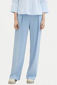 Spodnie eleganckie Tom Tailor niebieskie jasne damskie Materiałowe 1040686 Błękitny Wide Leg