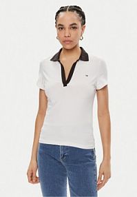 Koszulka polo Tommy Jeans biała damska 