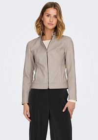 Kurtka skórzana JDY beżowa damska Z imitacji skóry